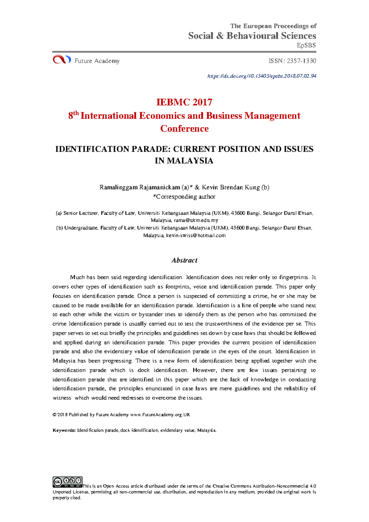 Identification parade - The European Proceedings of Social ...