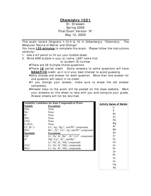 CHEM 1061 Chemical Principles I - The U Of M - StuDocu