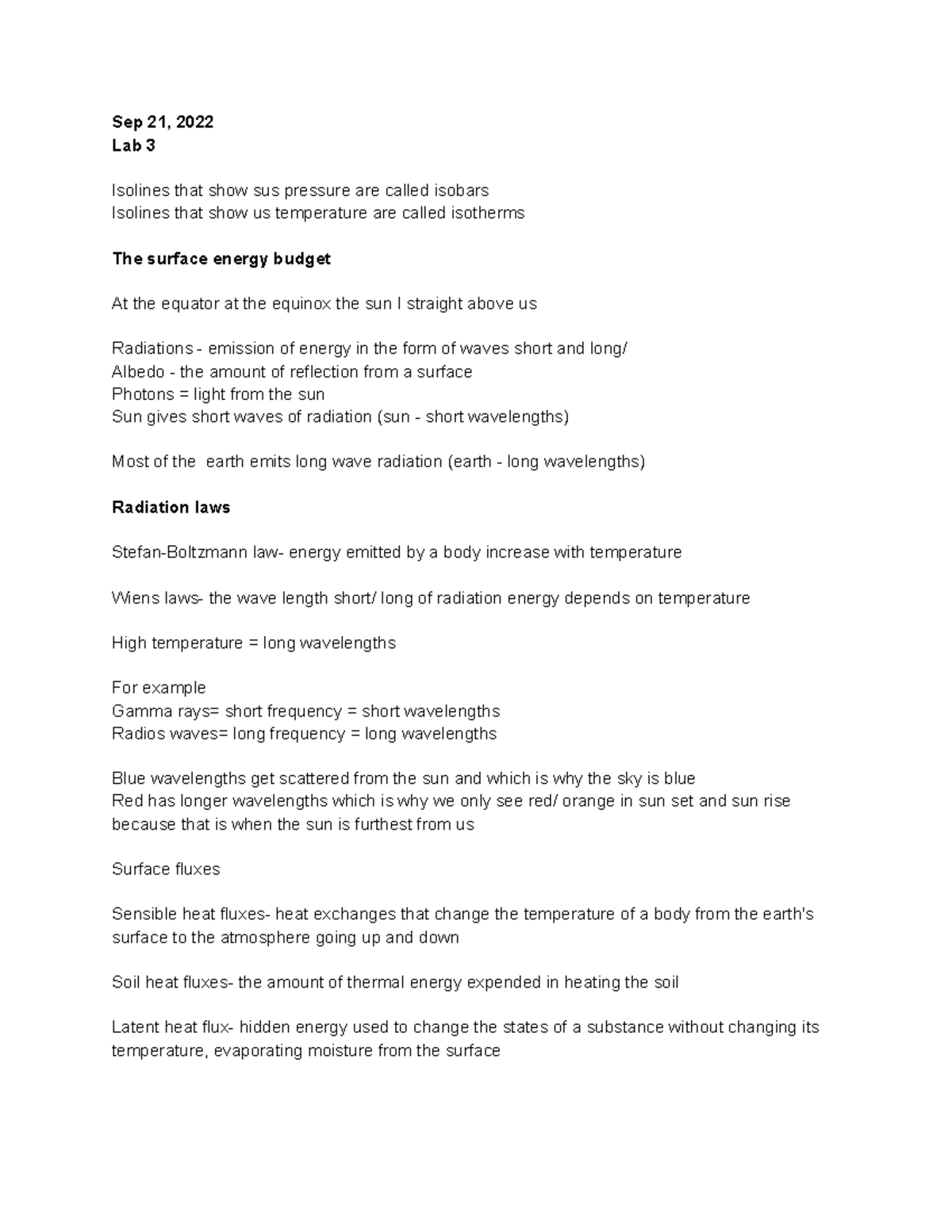 weather and climate lab class Sep 21, 2022 Lab 3 Isolines that show