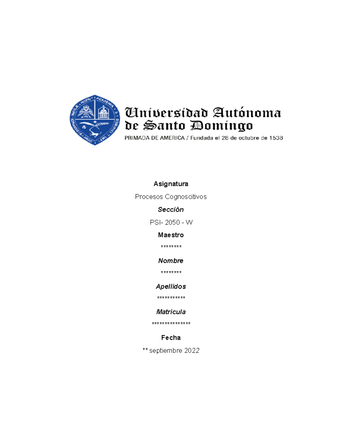 Tarea 2.2 PC - Procesos Cognoscitivos. - Asignatura Procesos ...