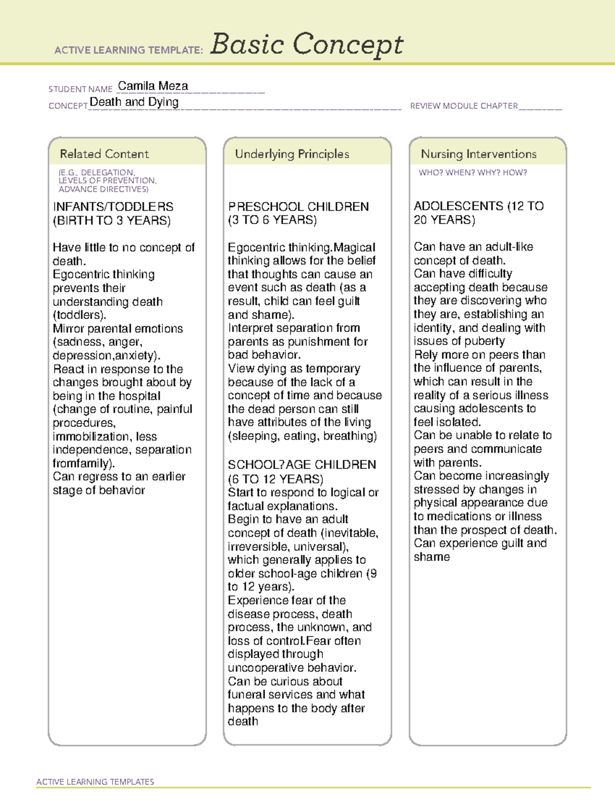 Remediation 13 Death and Dying ACTIVE LEARNING TEMPLATES Basic