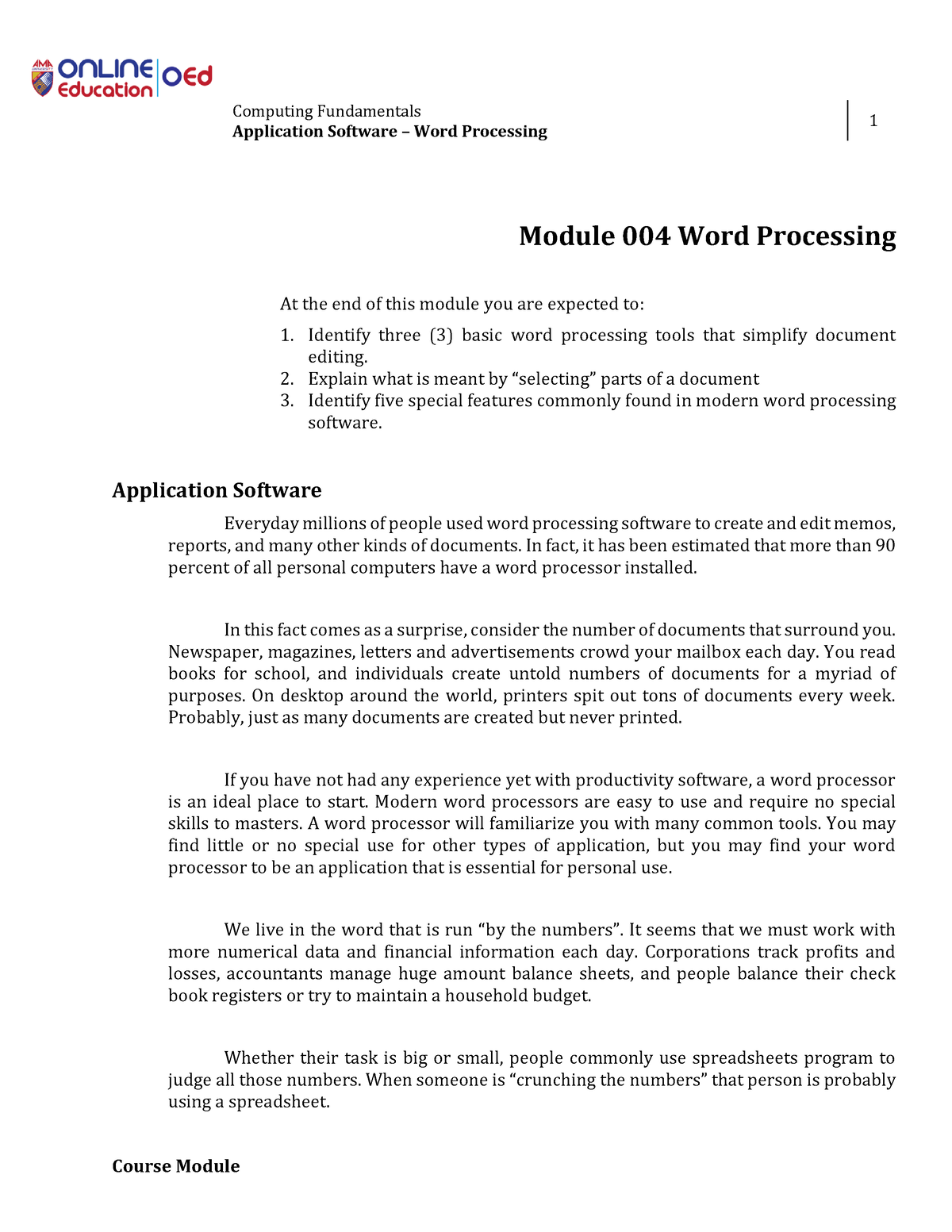 word processing assignments