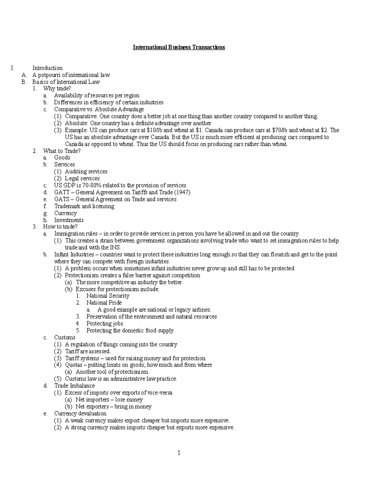 International Business Transactions Introduction A. A potpourri of international law. B