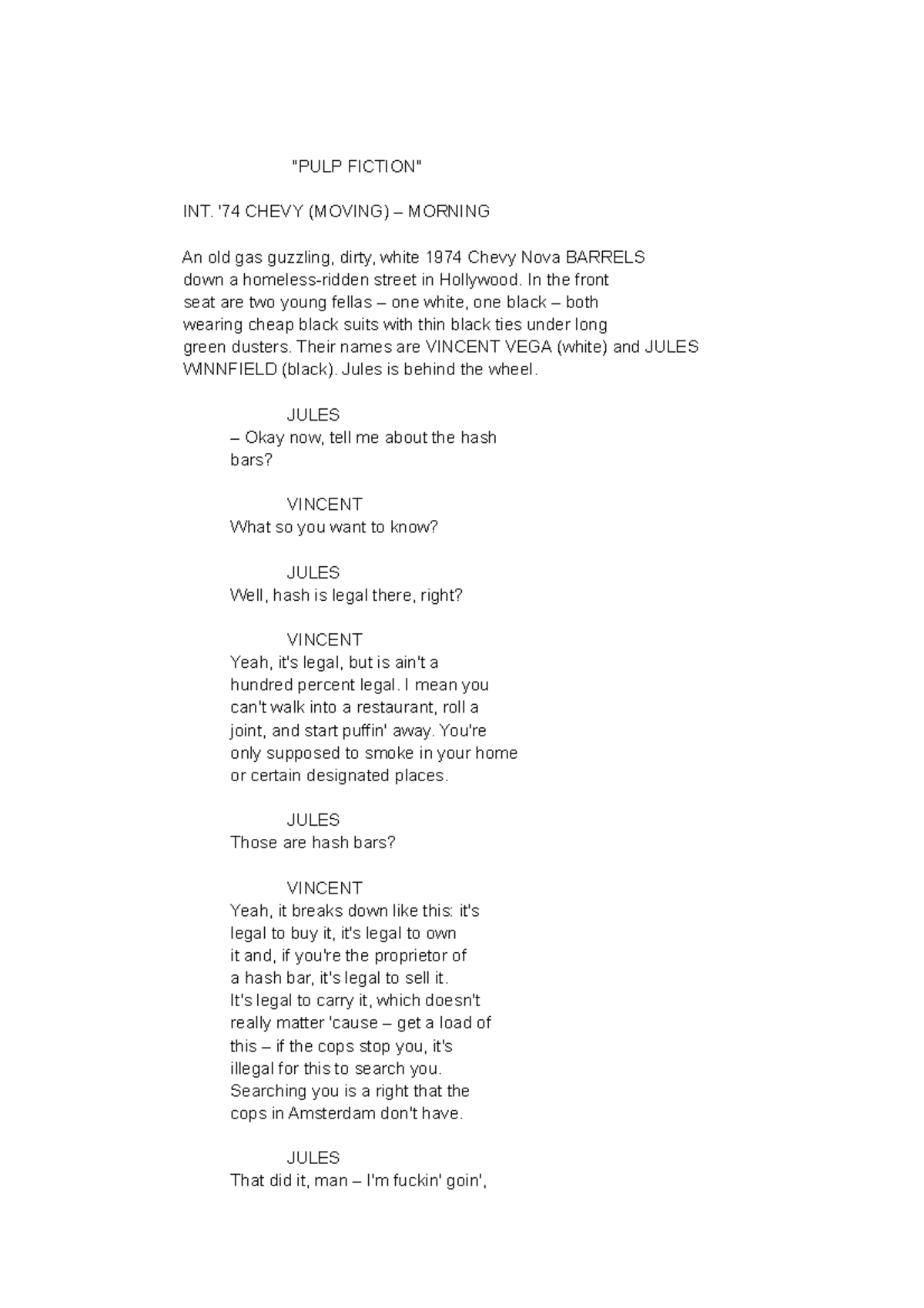 PULP Fiction But you know what they put on french fries in Holland instead of ketchup? Studocu