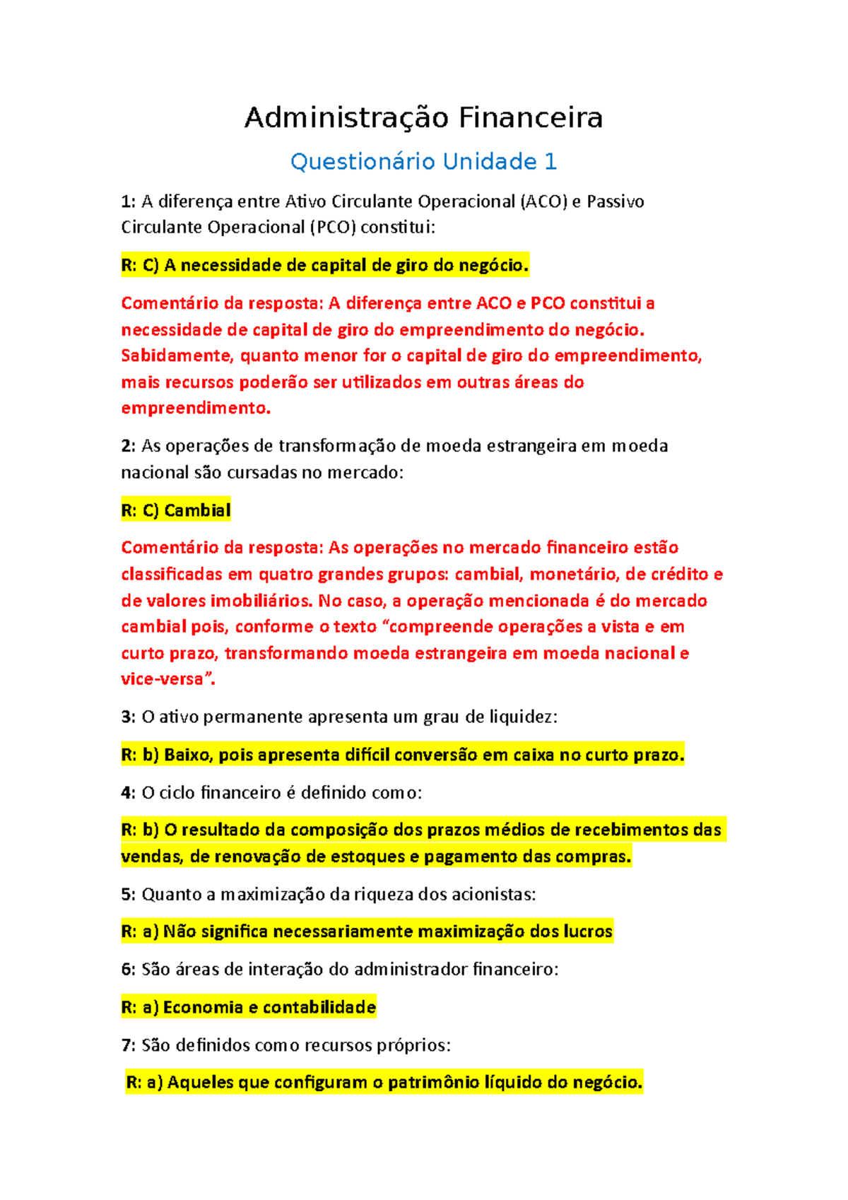 finanças de longo prazo unid 4 - Administração