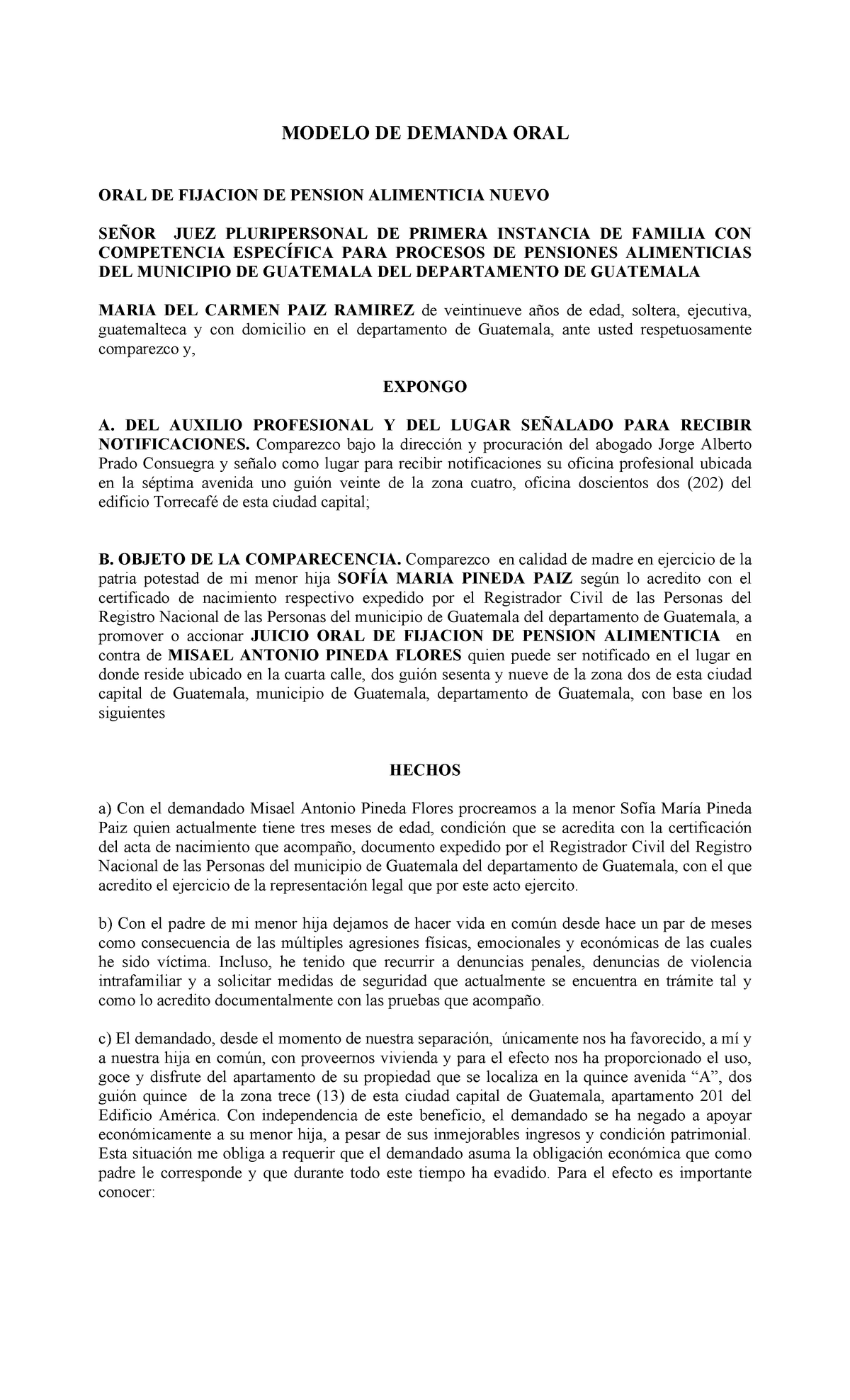 Modelo De Demanda De Pension Alimenticia Formulario Y Anexo Anexo R