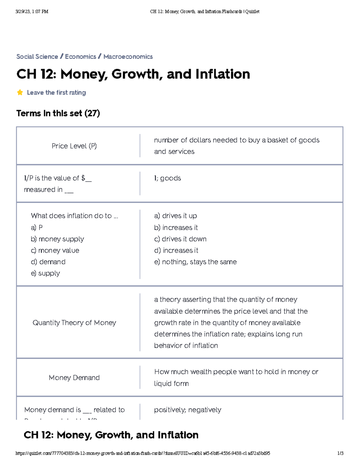 CH 12 Money, Growth, And Inflation Flashcards Quizlet - .. A) P B ...