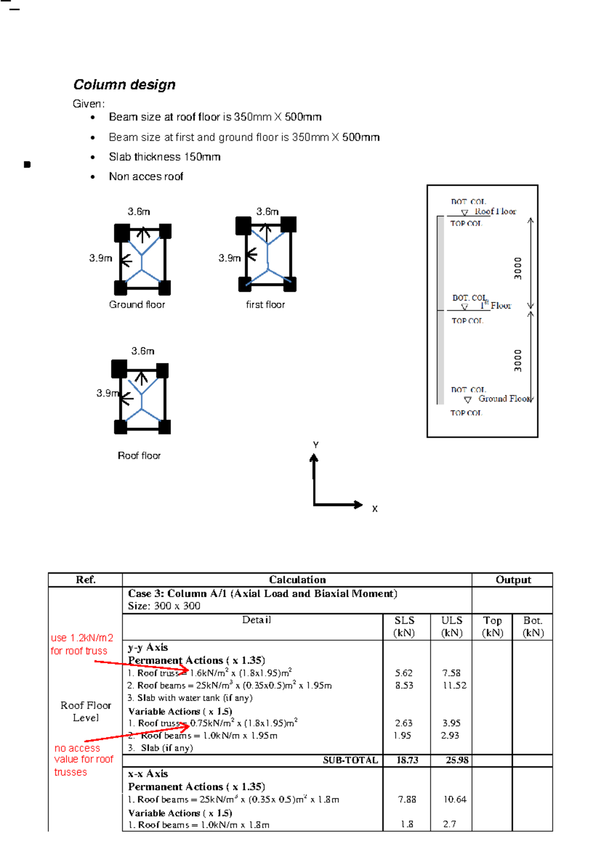 Column Design Ecs358 - Column Design Given: Beam Size At Roof Floor Is 