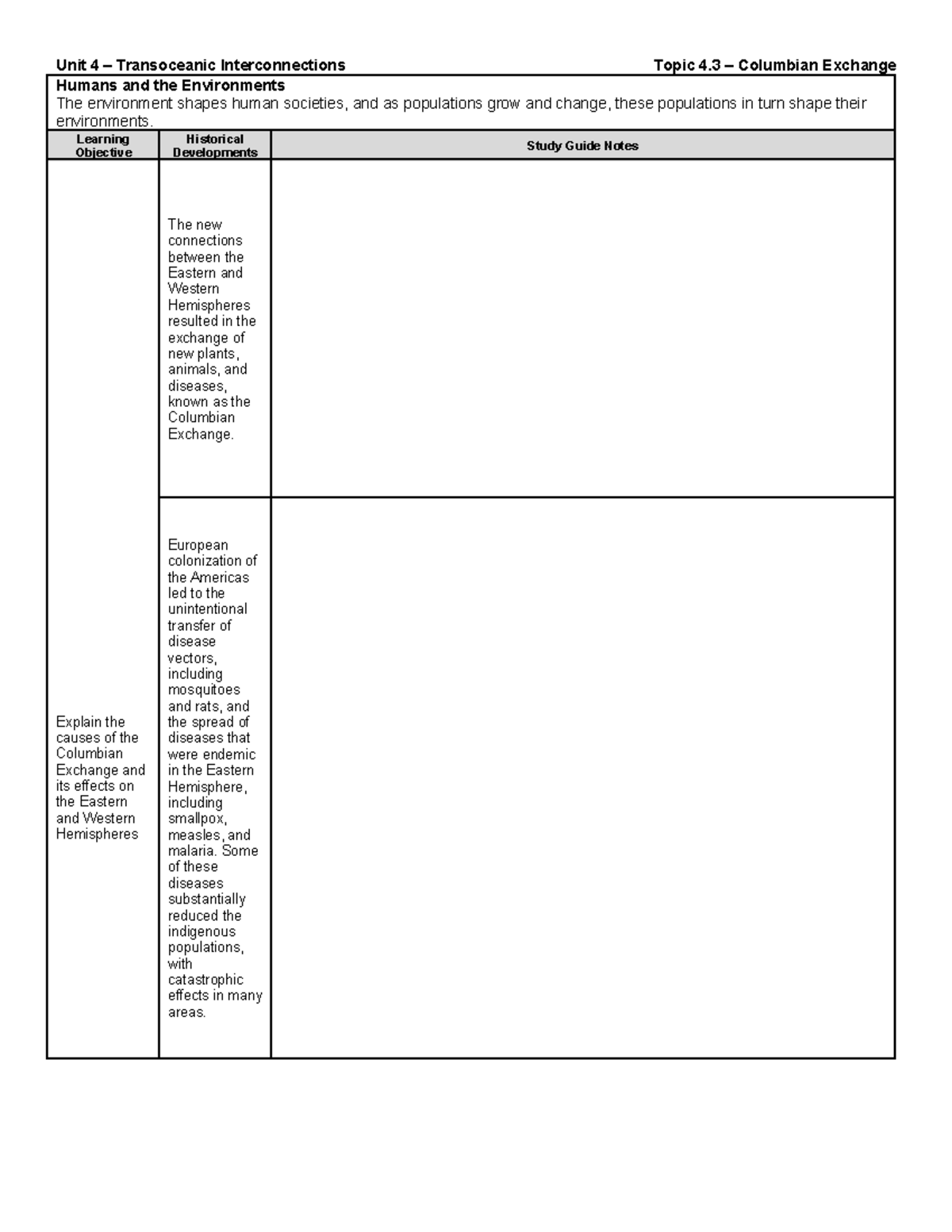 Whap - College Board Notes - Unit 4 – Transoceanic Interconnections ...