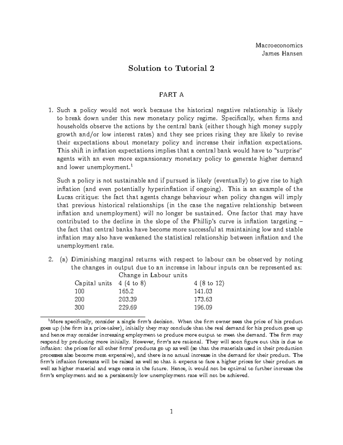 Tutorial 2 solution 2019 SW - Macroeconomics James Hansen Solution to ...