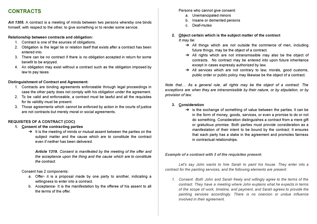 Oblicon-Contracts - Terminologies And Description - CONTRACTS Art 1305 ...