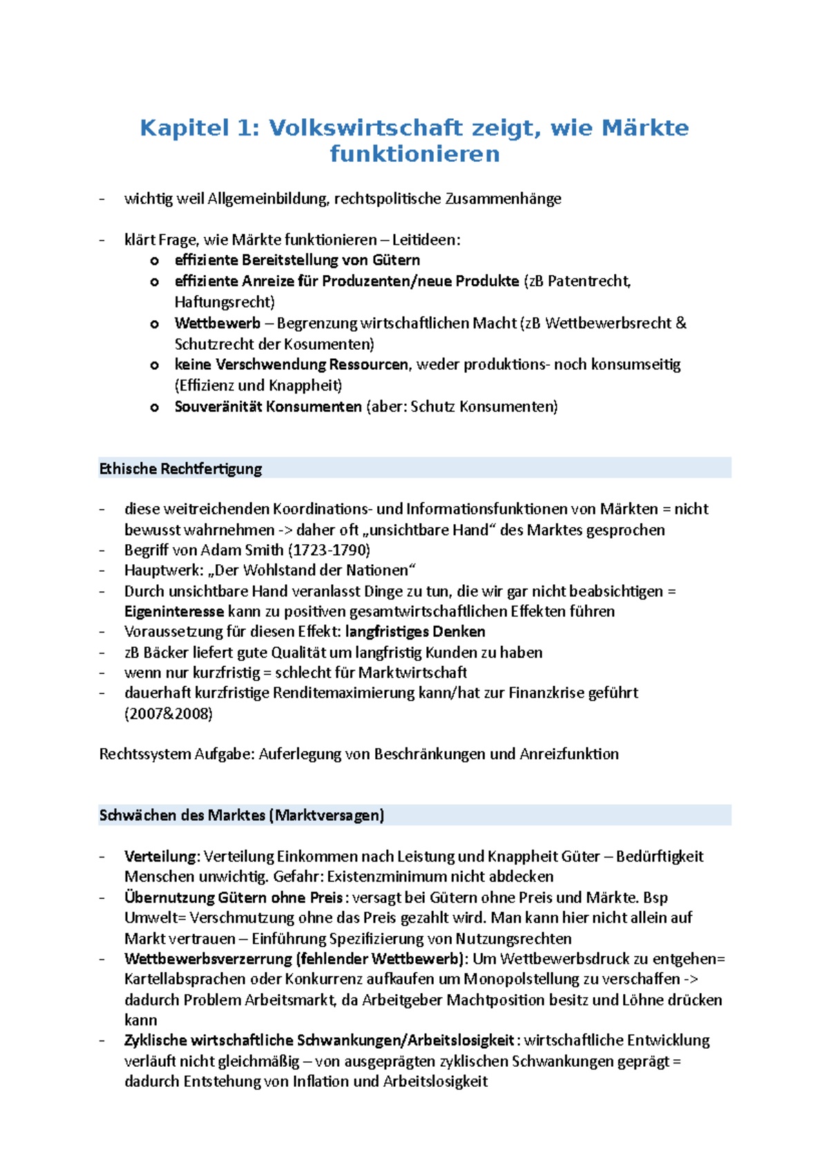 Zusammenfassung - Wintersemester - Kapitel 1: Volkswirtschaft Zeigt ...