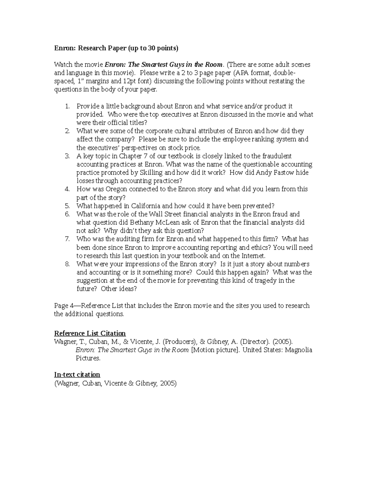 23538936 - Accountancy - Enron: Research Paper (up to 30 points) Watch ...