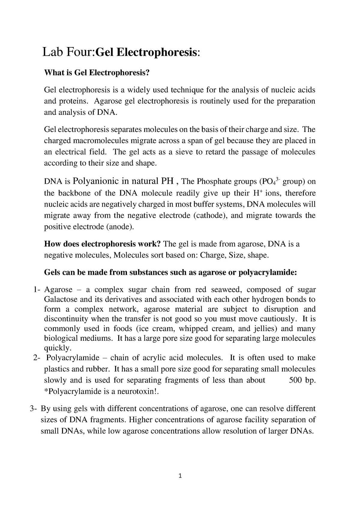 Gel Electrophoresis - Lab Four:Gel Electrophoresis: What Is Gel ...