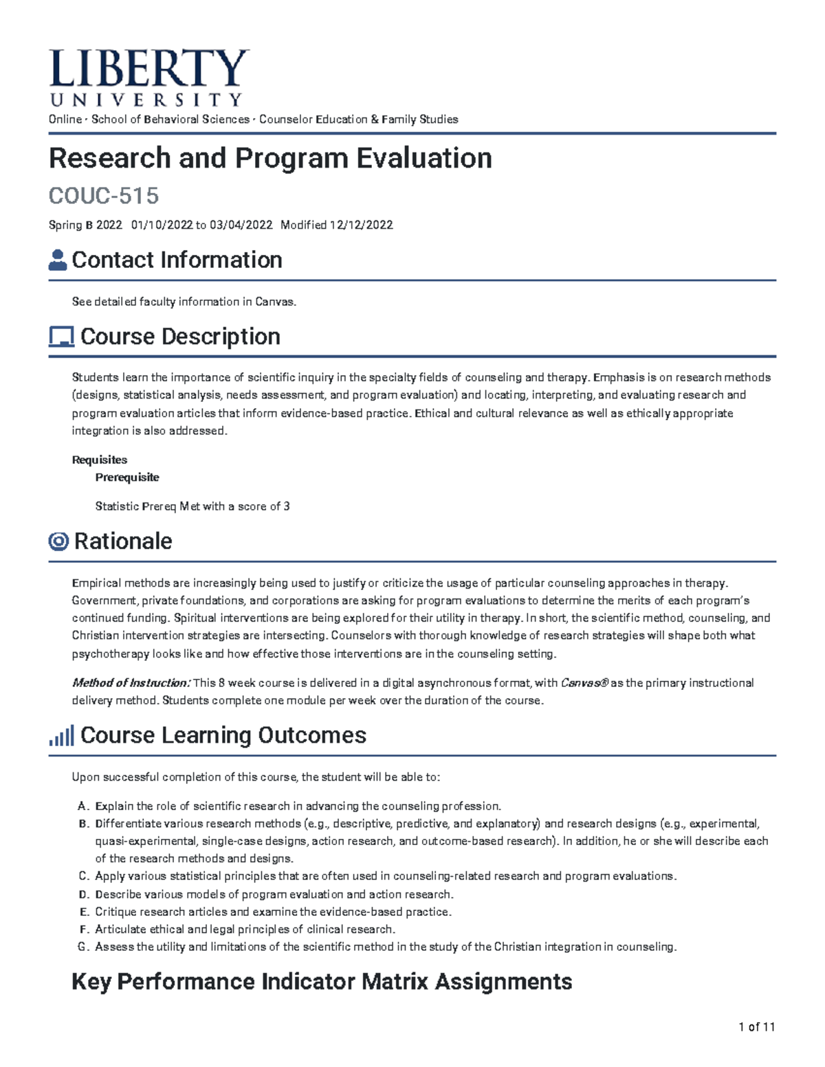 Research and program evaluation syllubus contact information see