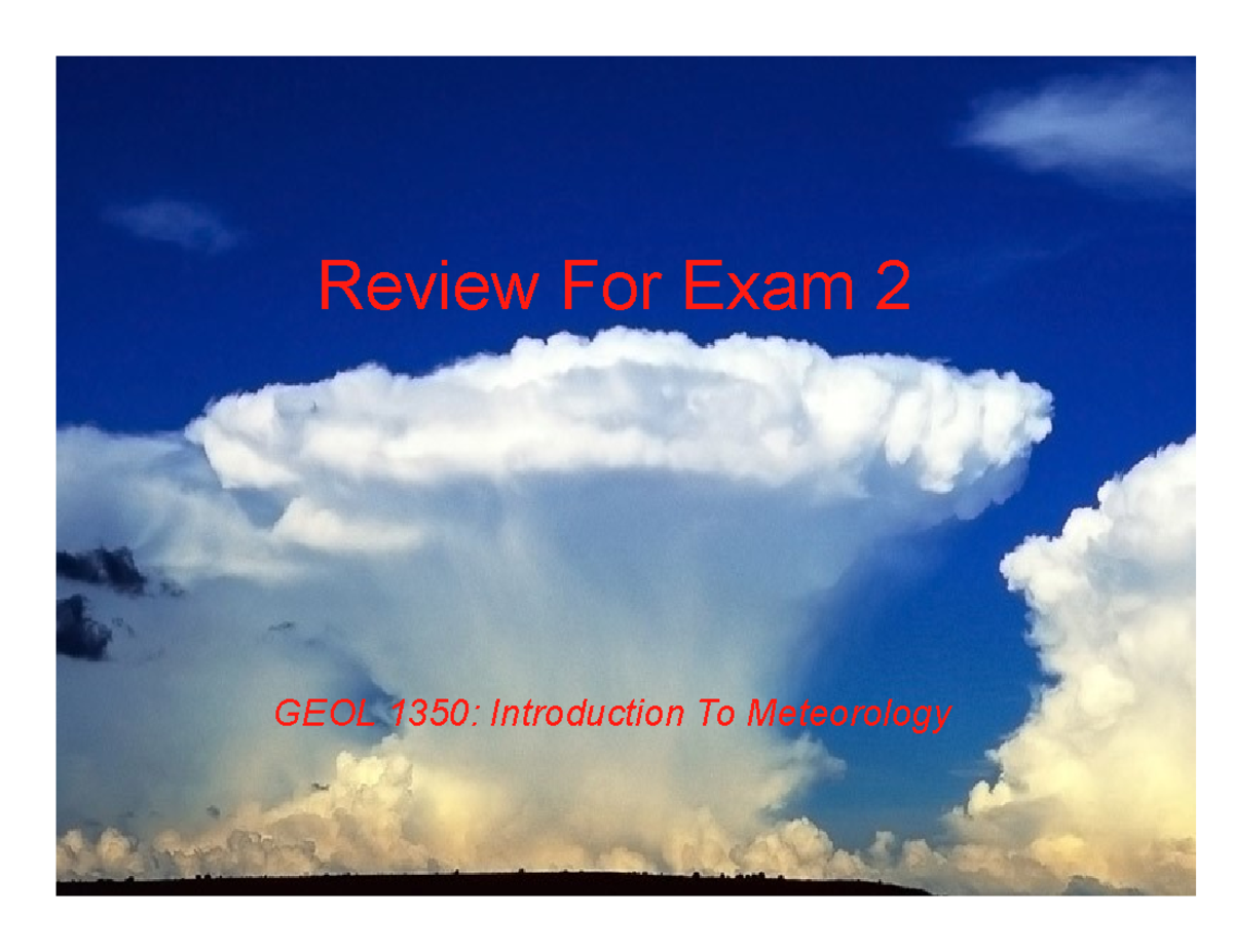 Geol Exam 2 Review - Lecture Notes 5-9 - Review For Exam 2 GEOL 1350 ...