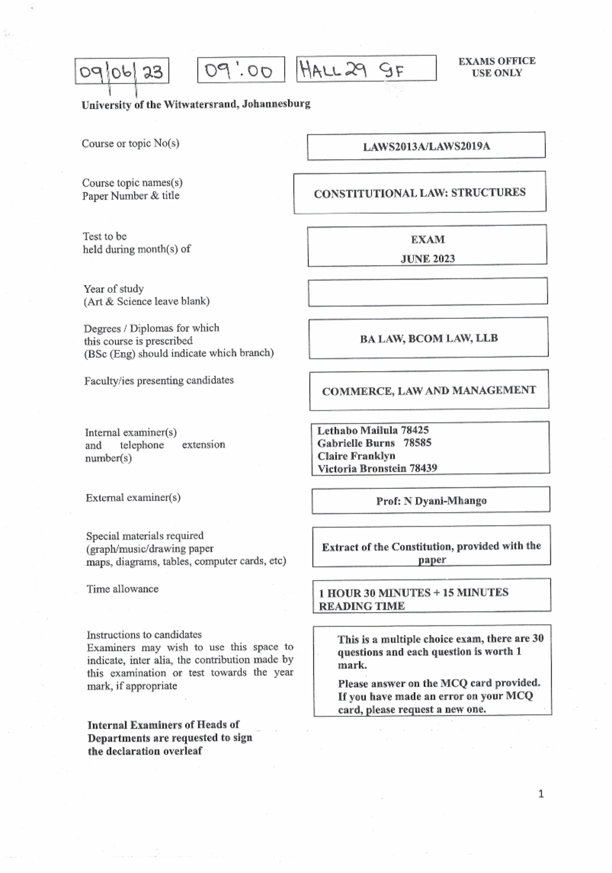 Constitutional+EXAM+202320240611+2023+post - 09:00 HALL 29 9F EXAMS ...
