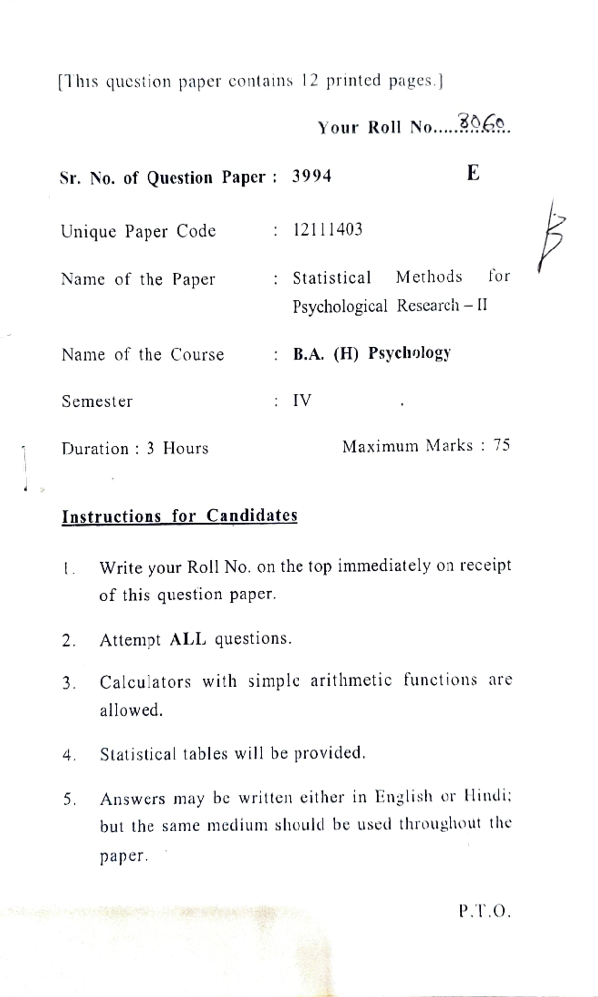 Stat - [This question paper contains 12 printed pages.] Sr. No. of ...