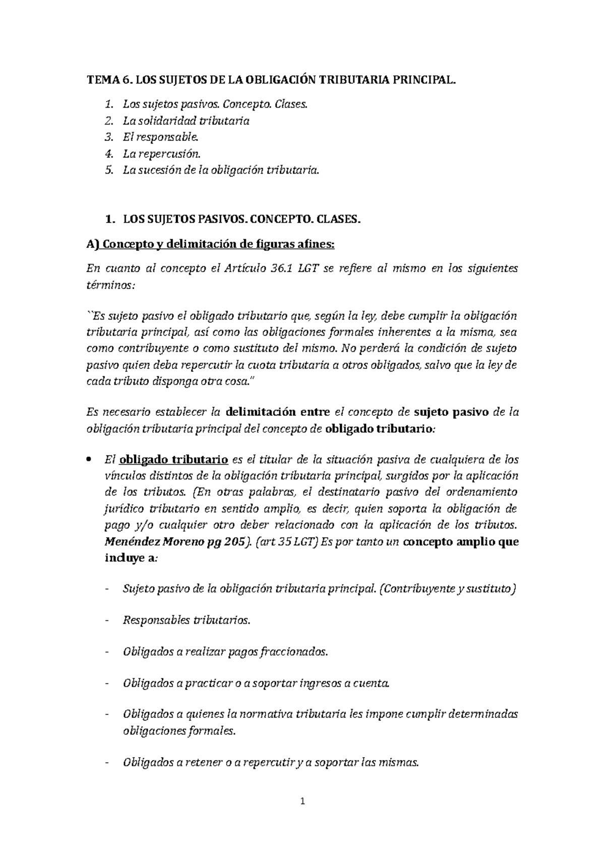 Sujetos de la obligación tributaria principal - TEMA 6. LOS SUJETOS DE ...