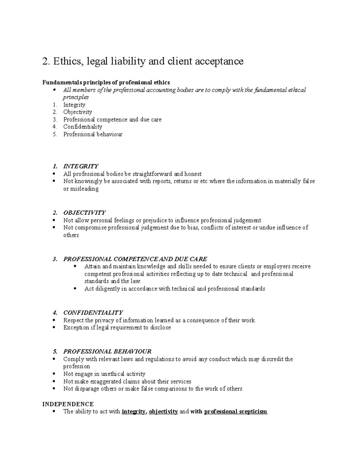 Auditing Notes Week 2 - Ethics, Legal Liability And Client Acceptance ...