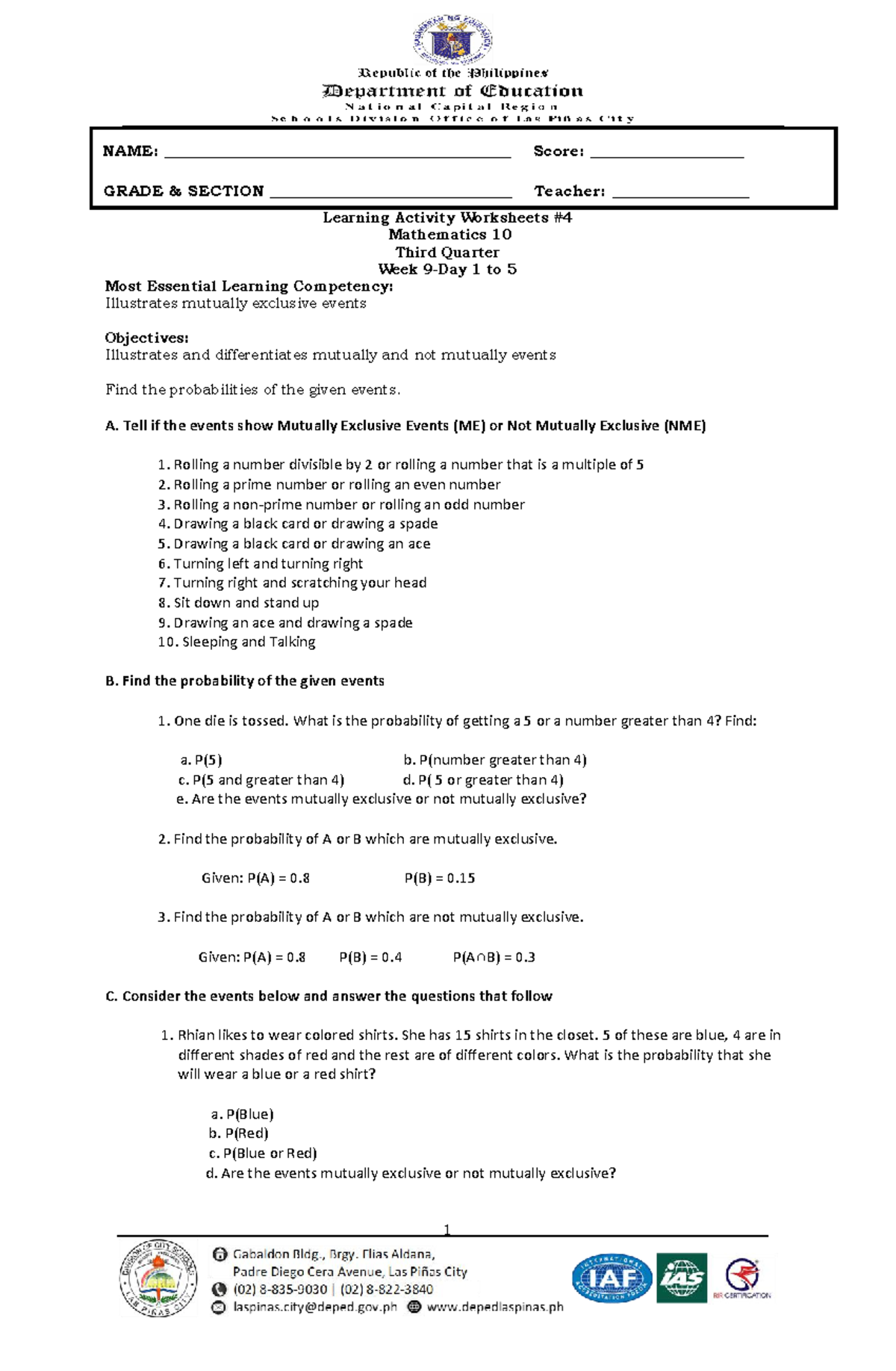 G10-Q3-WS-LAW 4 - math - NAME ...