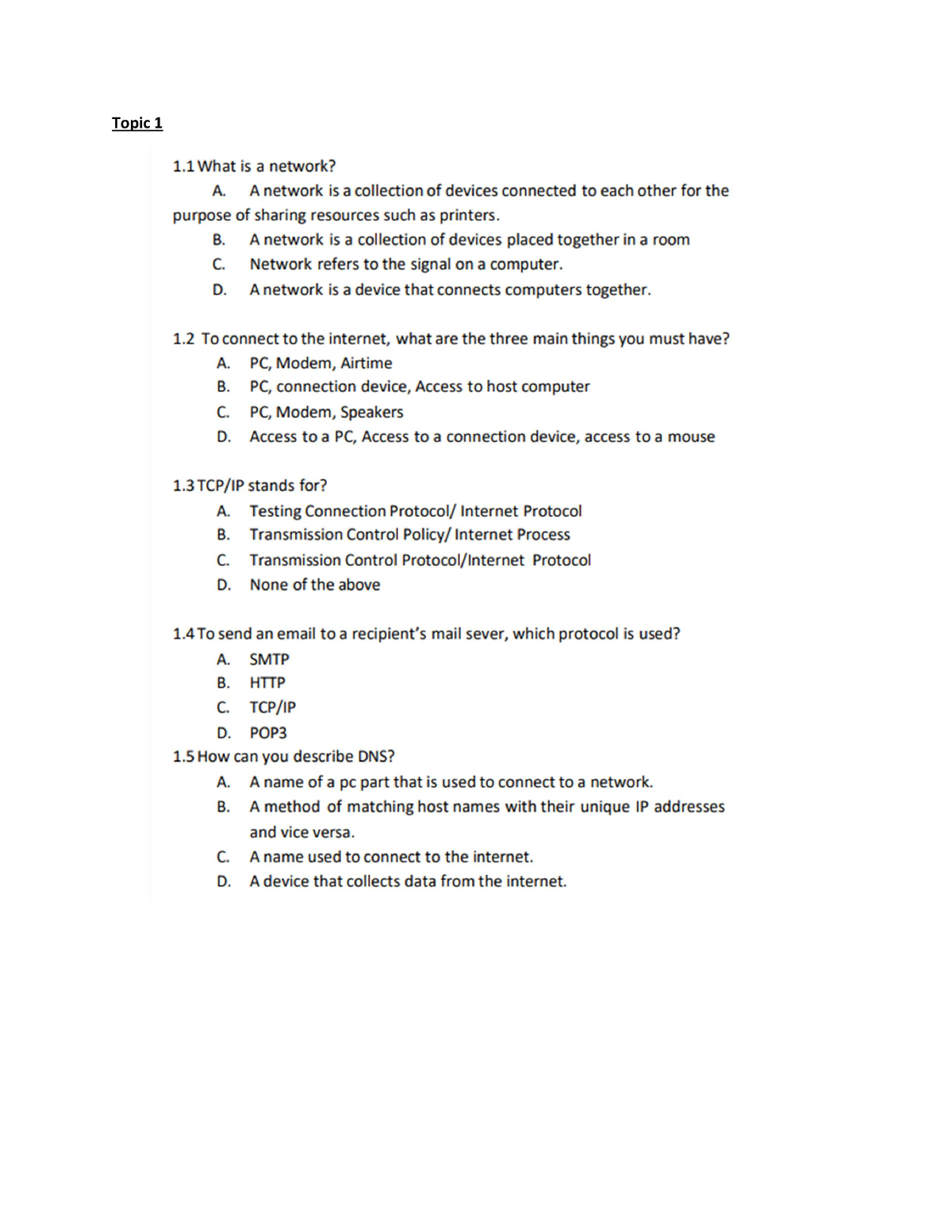 Webtech MCQ Practise - Topic Topic - Studocu