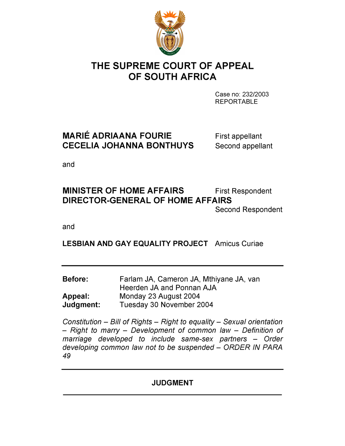 fourie-v-minister-of-home-affairs-the-supreme-court-of-appeal-of