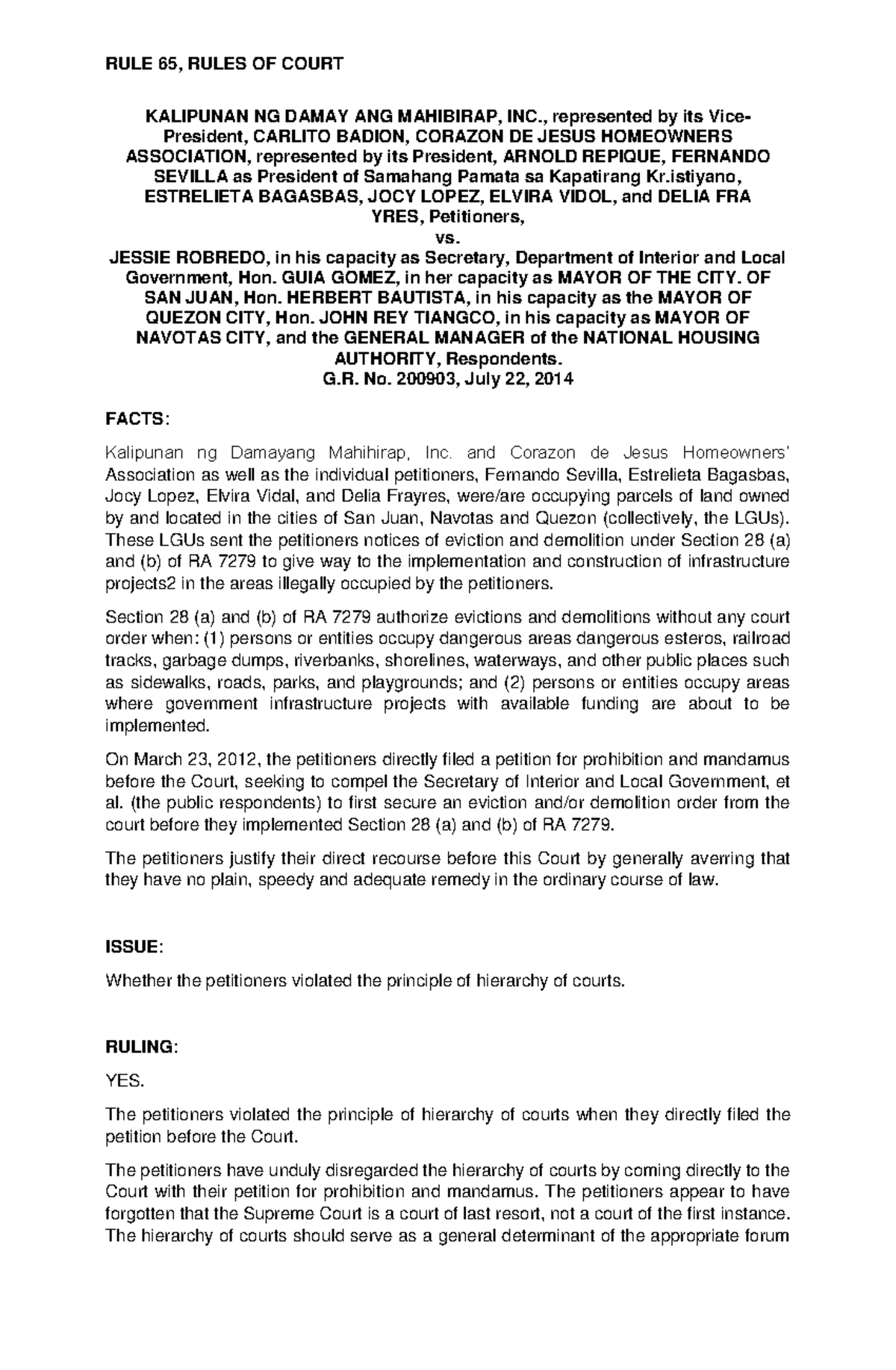 Kalipunan NG Damayang Mahihirap VS. Robredo, G.R. No. 2009 03, July 22 ...