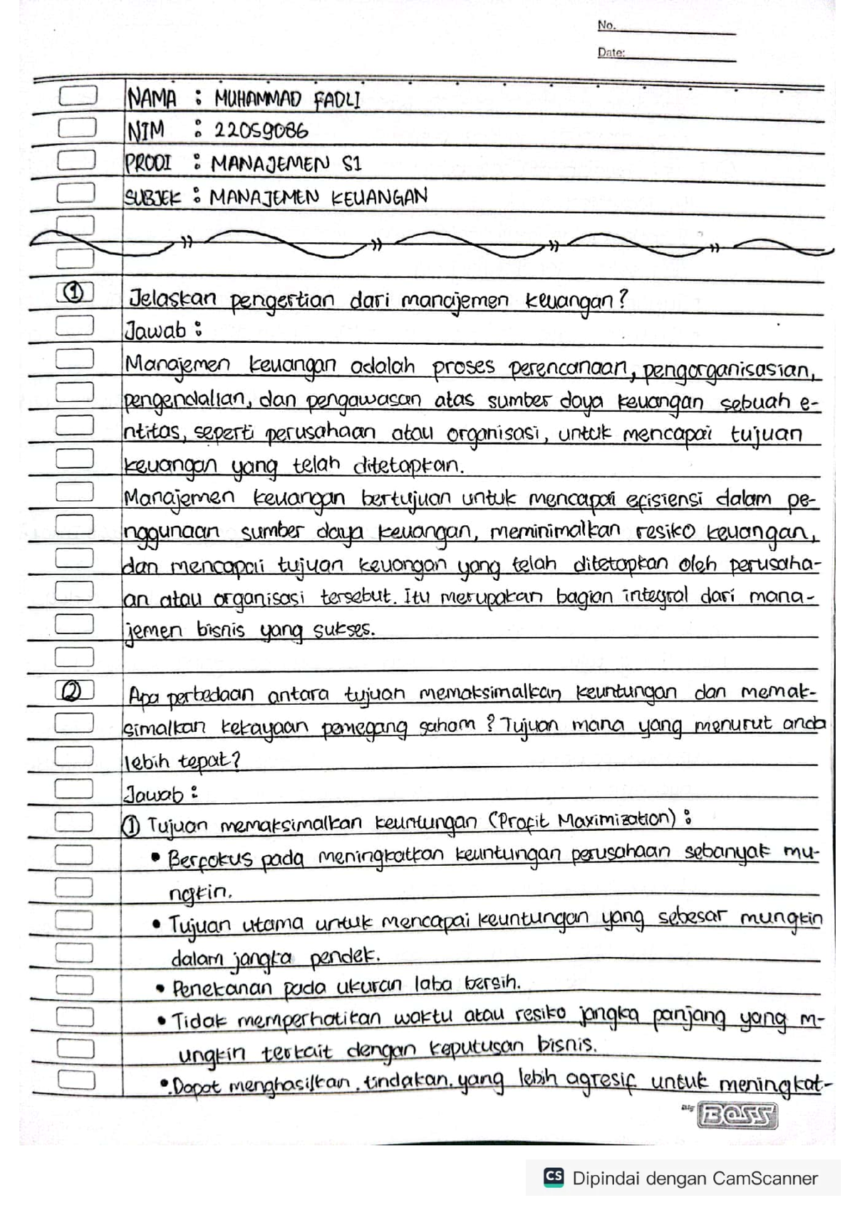 Manajemen Keuangan 027 Tugas Pertemuan 1 22059086 Muhammad Fadli - Studocu