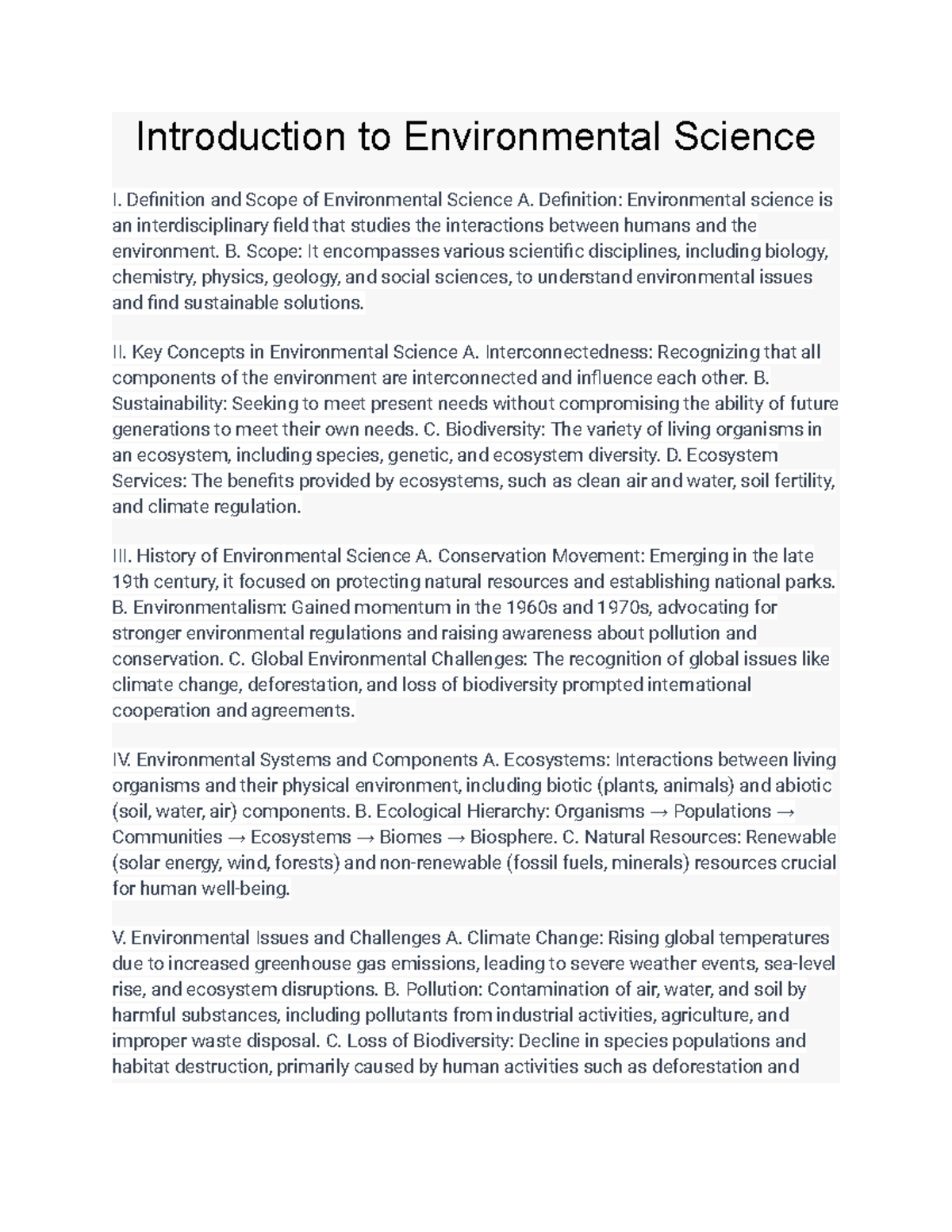 beginner environmental science notes - Studocu