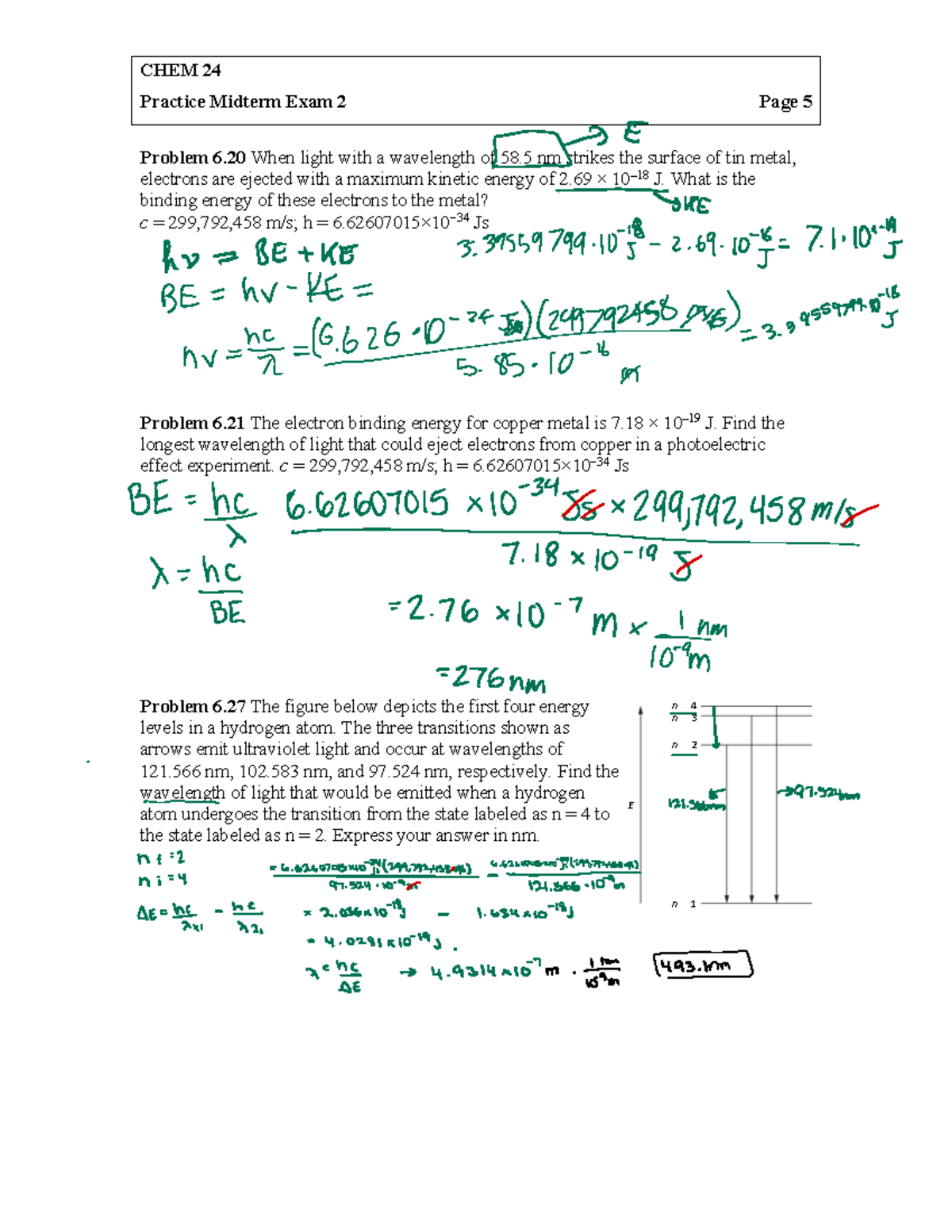 Chem24 2022spring midterm 2 practice solved Ch6 - CHEM 24 Practice ...