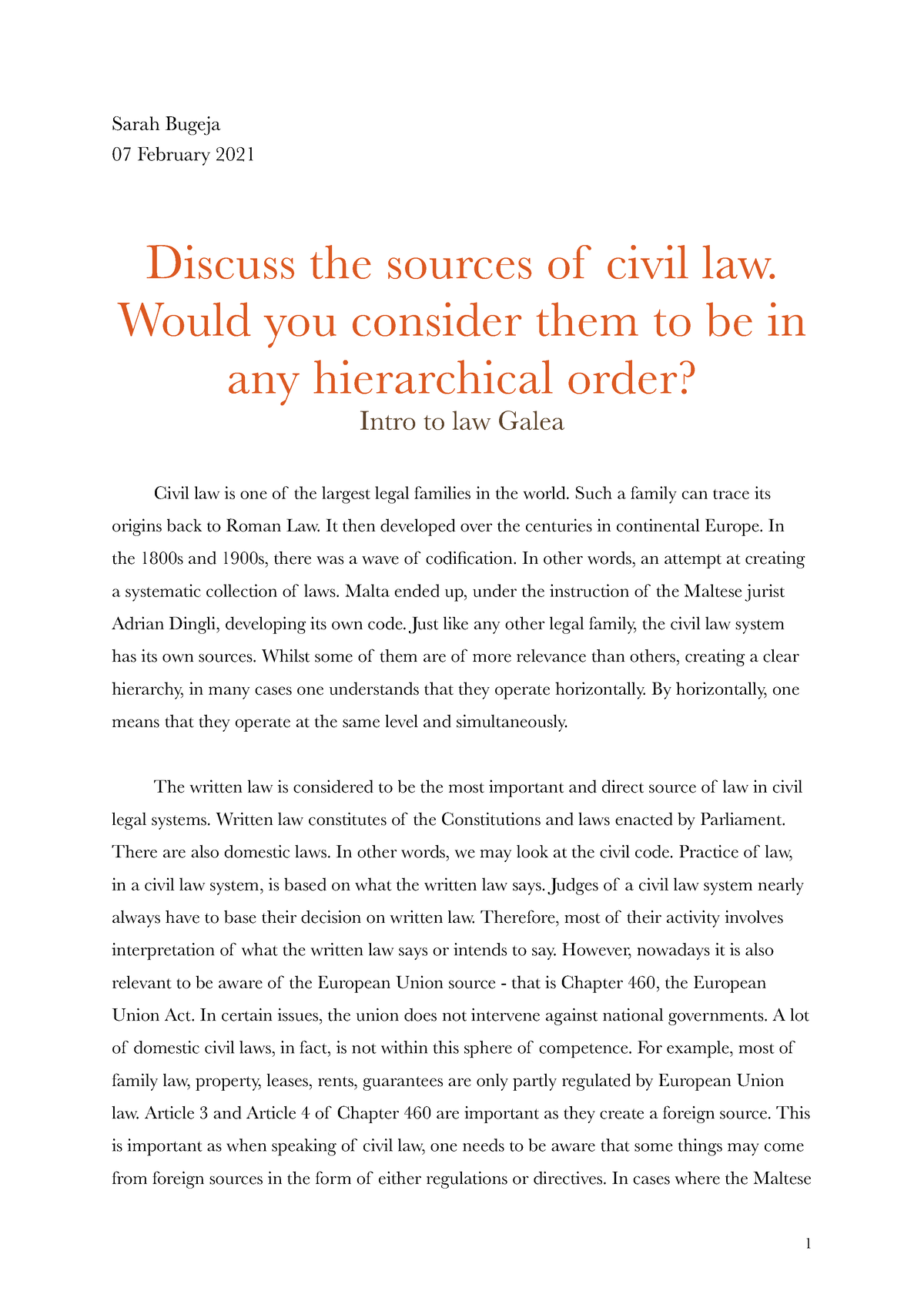 what is civil law essay