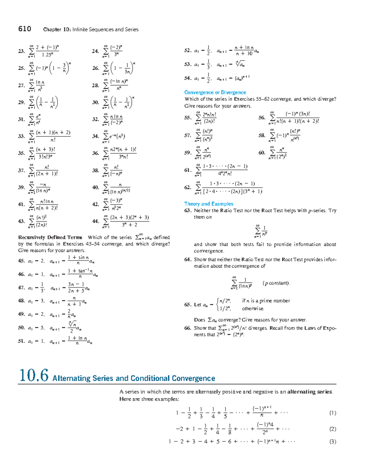 CH.10.6 Alternating Series and Conditional Convergence - 610 Chapter 10 ...