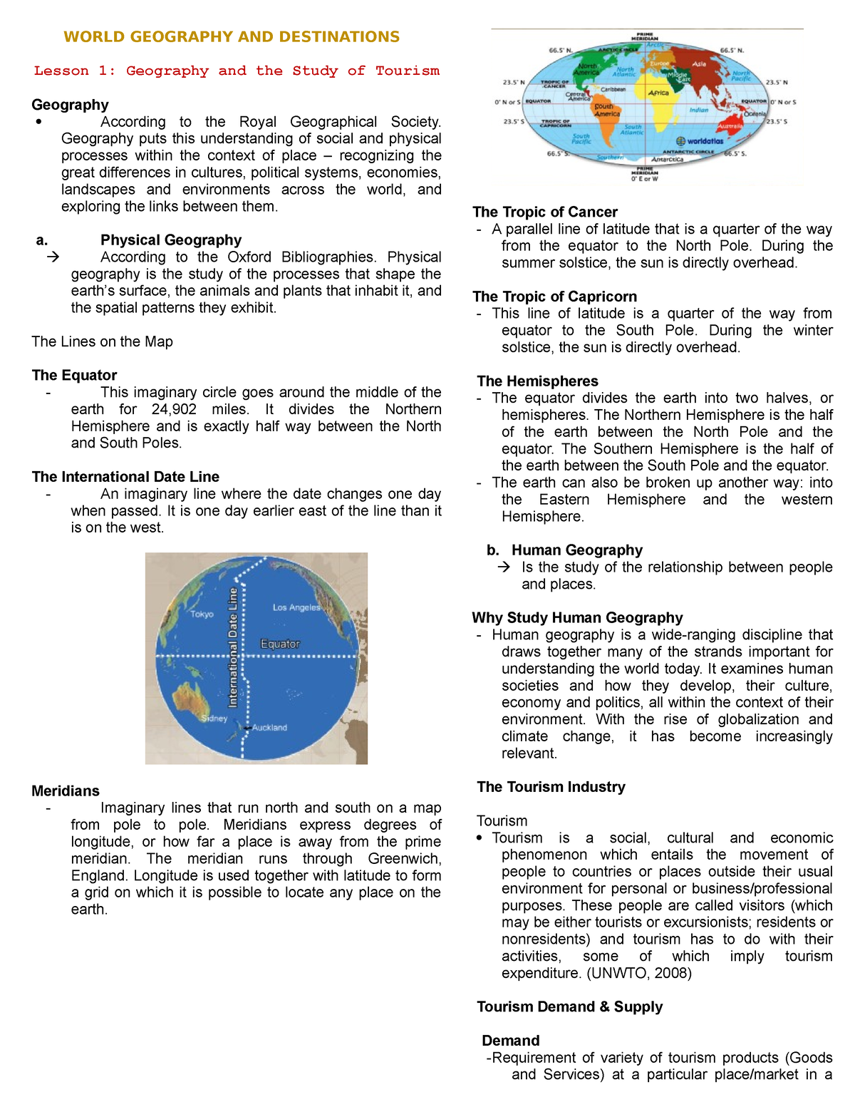 World Geography AND Destinations - WORLD GEOGRAPHY AND DESTINATIONS ...