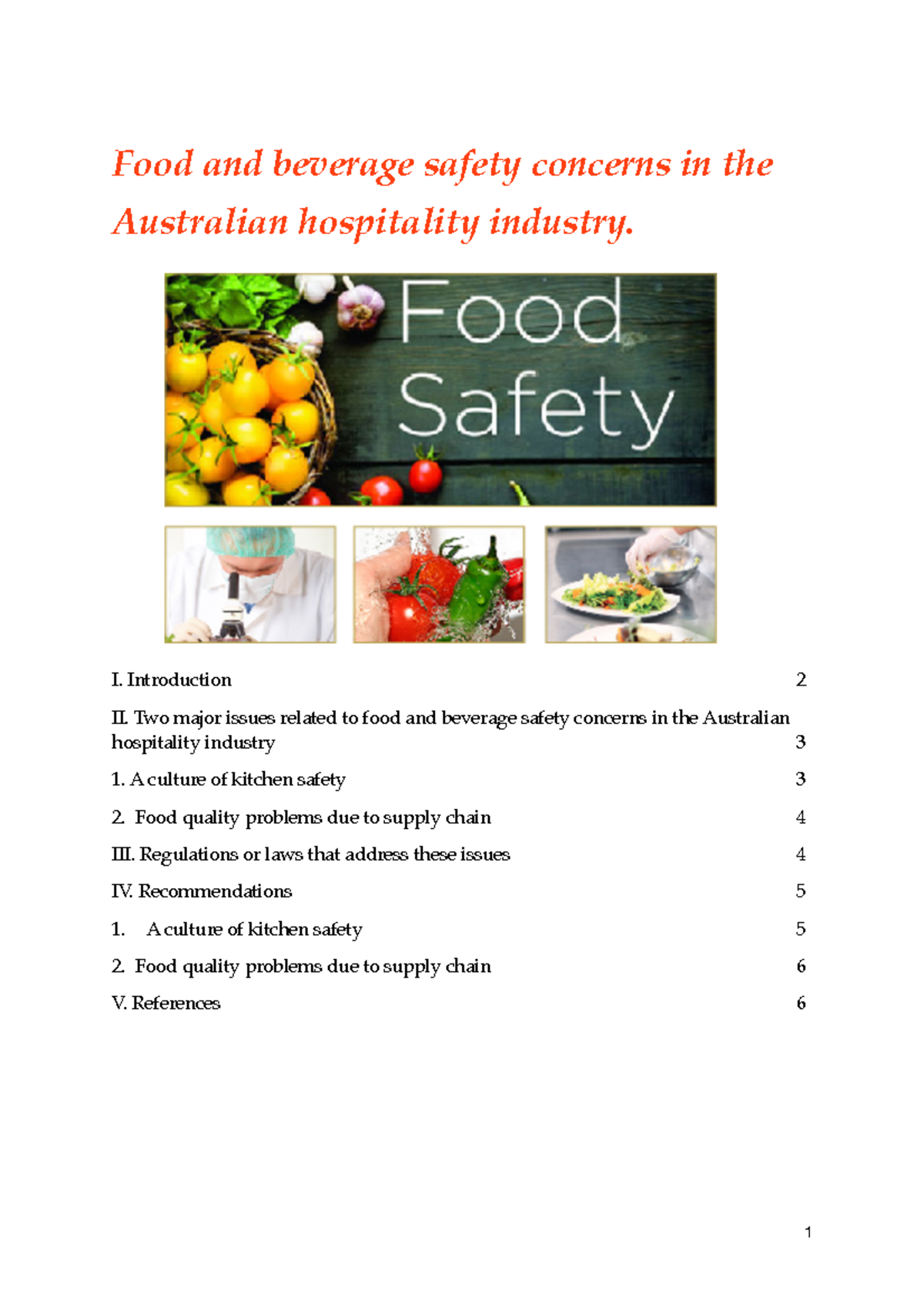 FOOD AND Beverage Grade 7 Food and beverage safety concerns in the