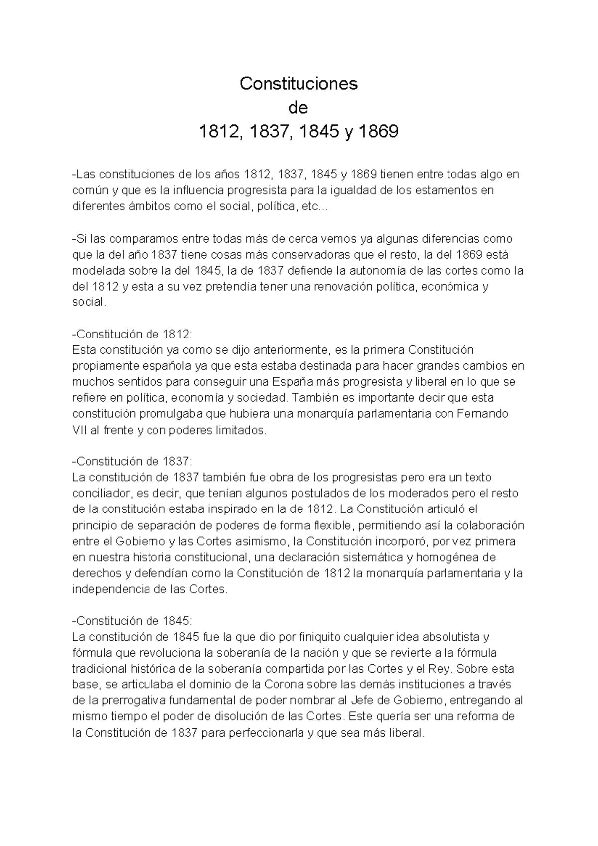 Constituciones De España (JJ) - Constituciones De 1812, 1837, 1845 Y ...