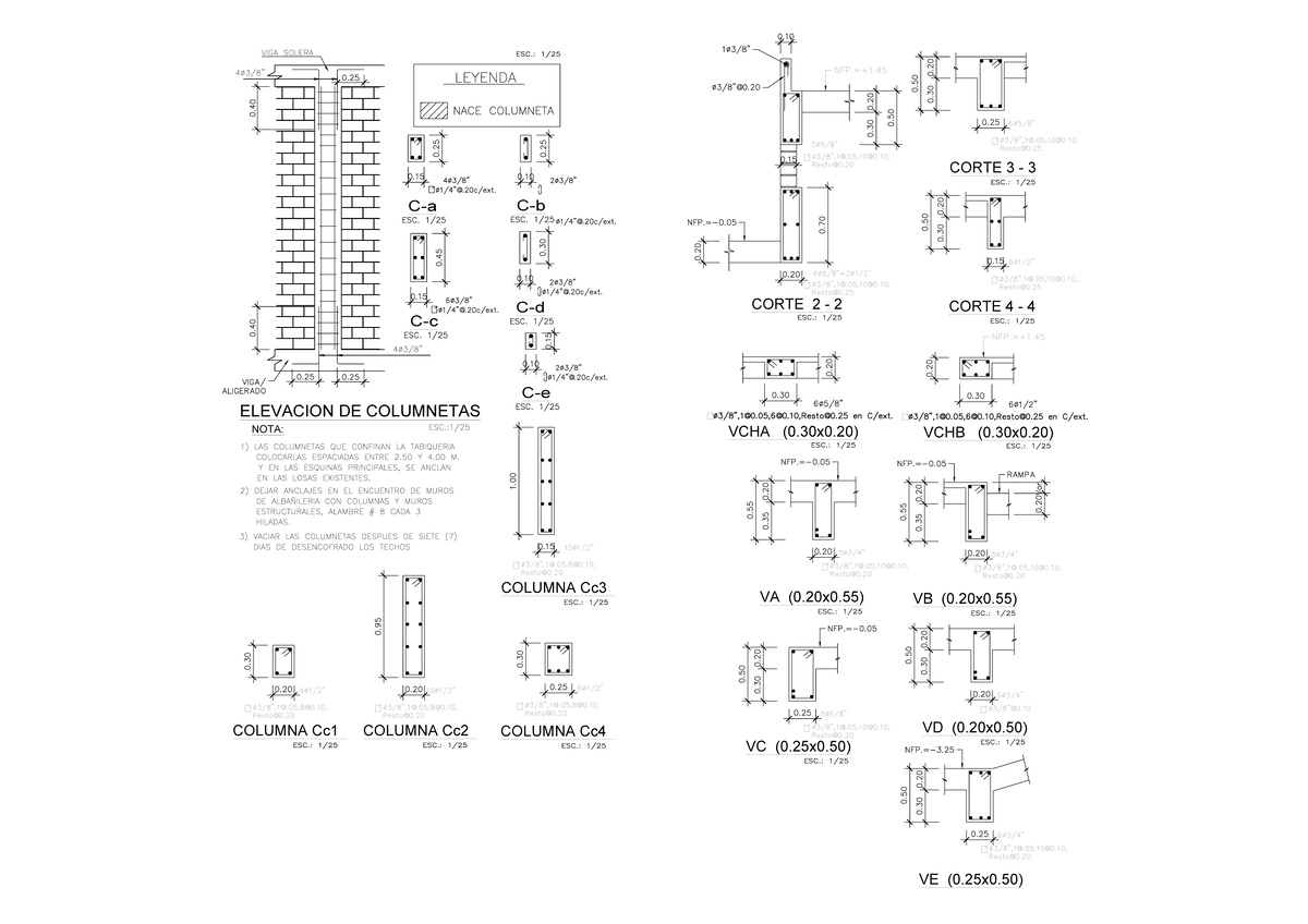 Columnas Y Vigas - Plano De Cimientación - Planos Y Metrados De Obras ...