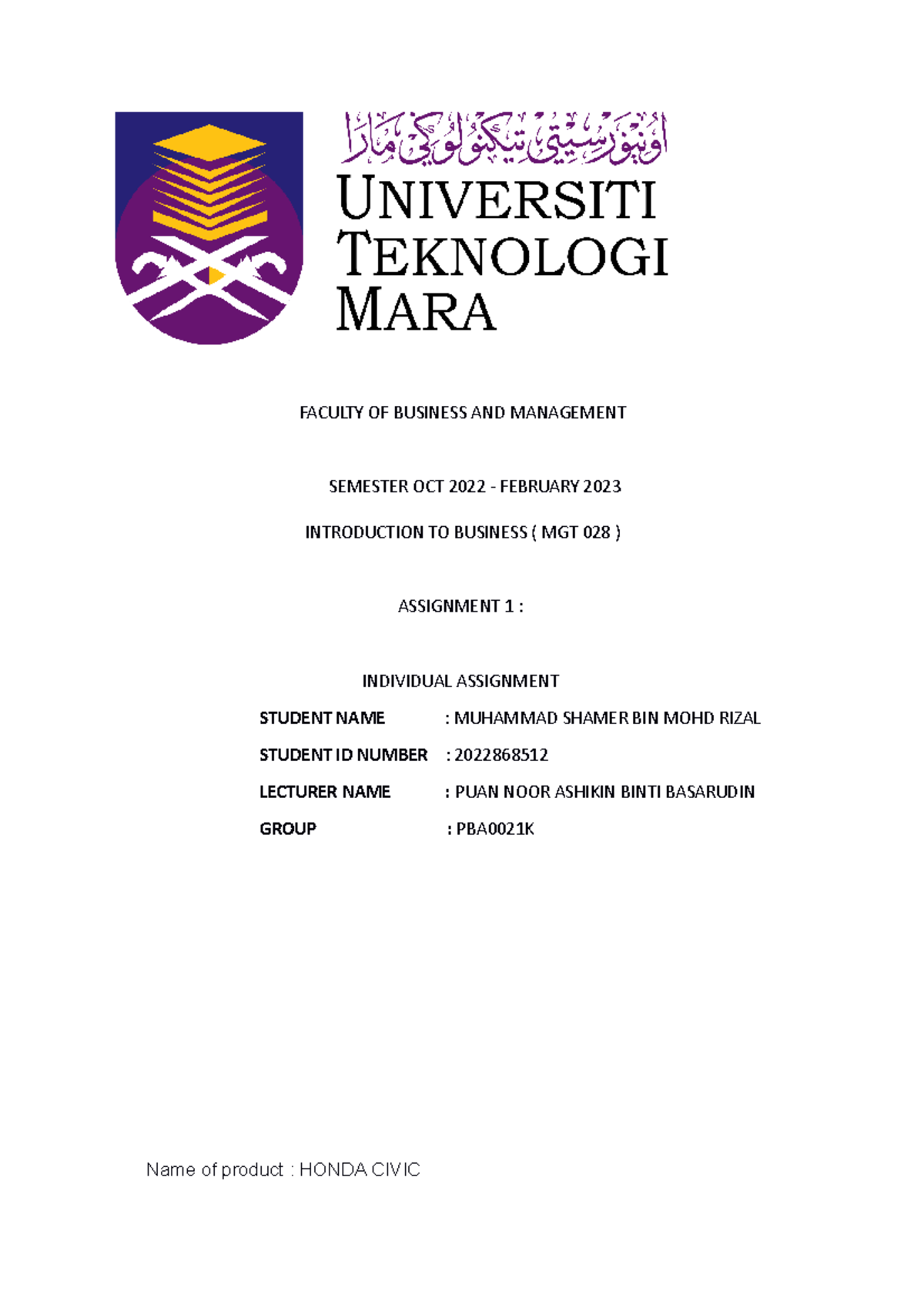 Mgt028 Assignment Mer Mgt Faculty Of Business And Management Semester Oct 2022 February Mgt028 Assignment Mer Mgt Faculty Of Business And Management Semester Oct 2022 February