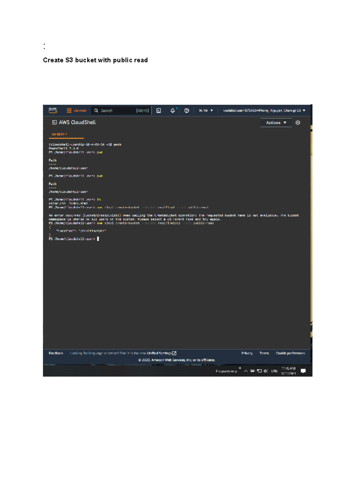 A2 Hello Create S3 bucket with public read A2 Copy website’s