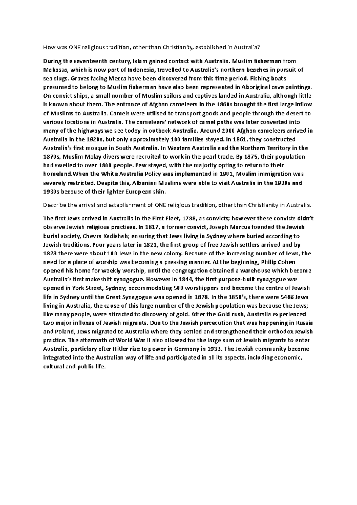responses-how-was-one-religious-tradition-other-than-christianity
