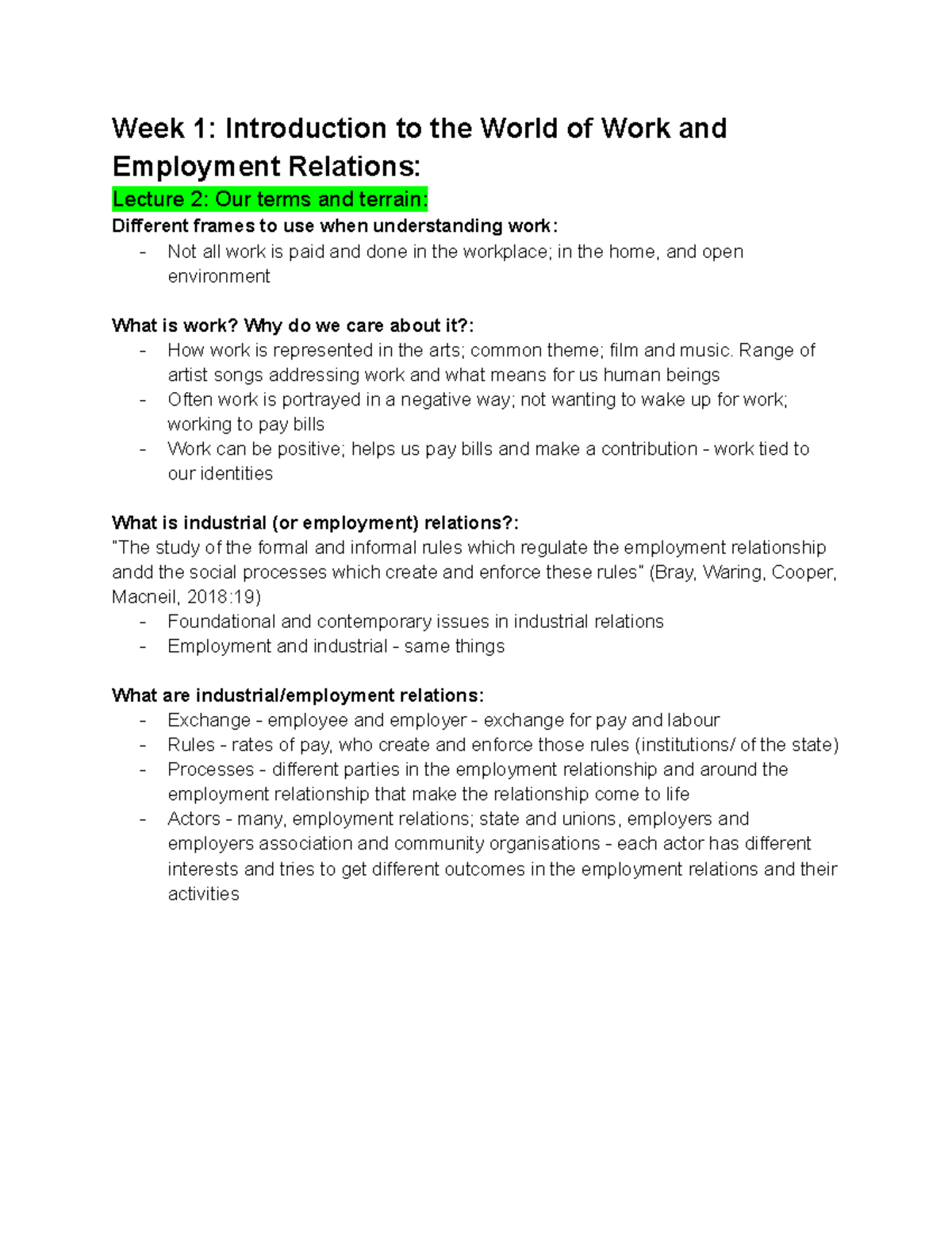 Work 1003 Lecture Week 1-4 - Week 1: Introduction to the World of Work ...