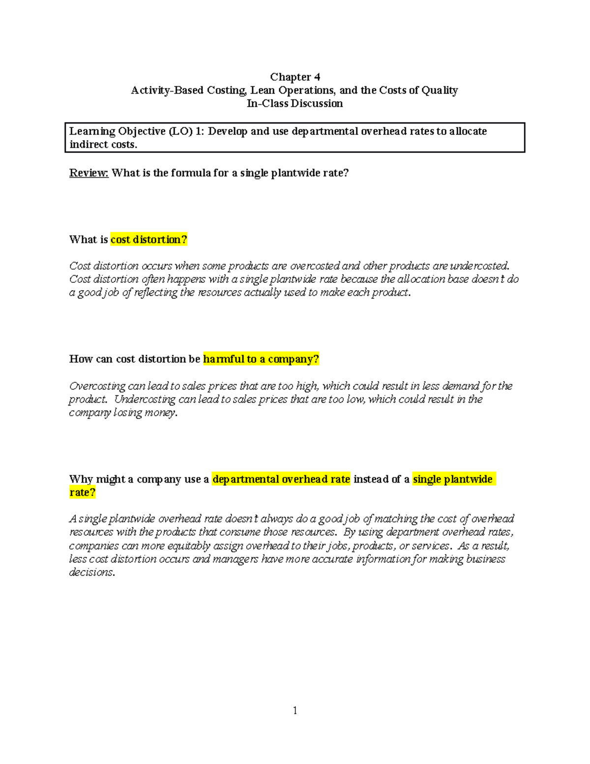 Chapter 4 - Lecture notes with professor Ji Yuan - Chapter 4 Activity ...