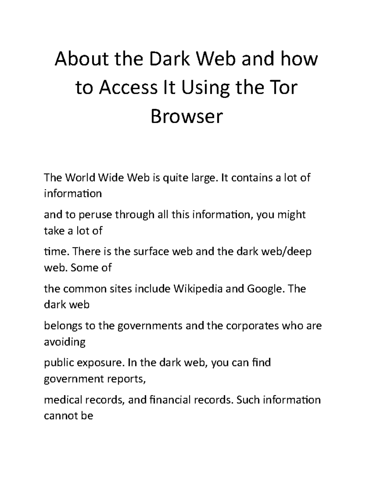 About The Dark Web And How To Access It Using The Tor Browser - About ...