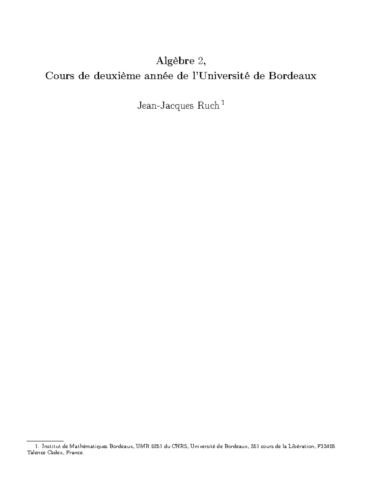 Cours algebre 2 - Algèbre 2 , Cours de deuxième année de l’Université ...