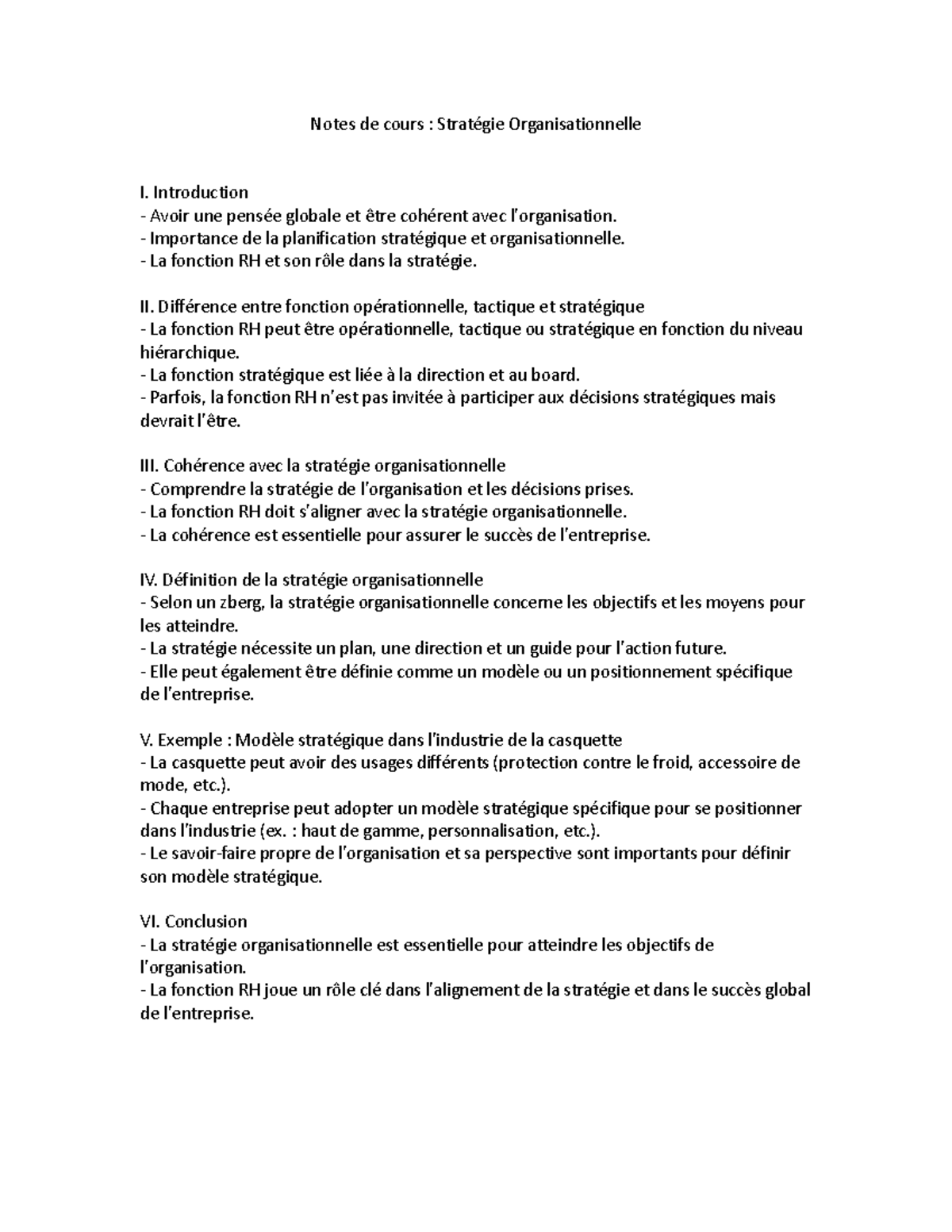 Notes de cours rh Cours 1-2 - Notes de cours : Stratégie ...