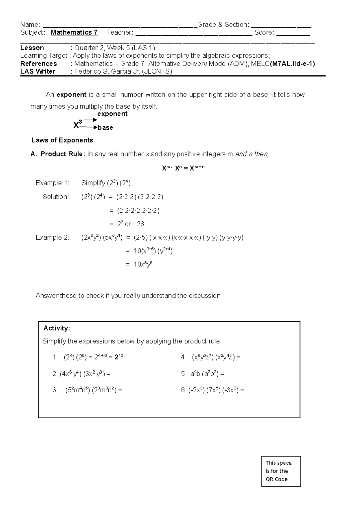 MATH7 Q2 WEEK5 LAS 1 Final - Name ...