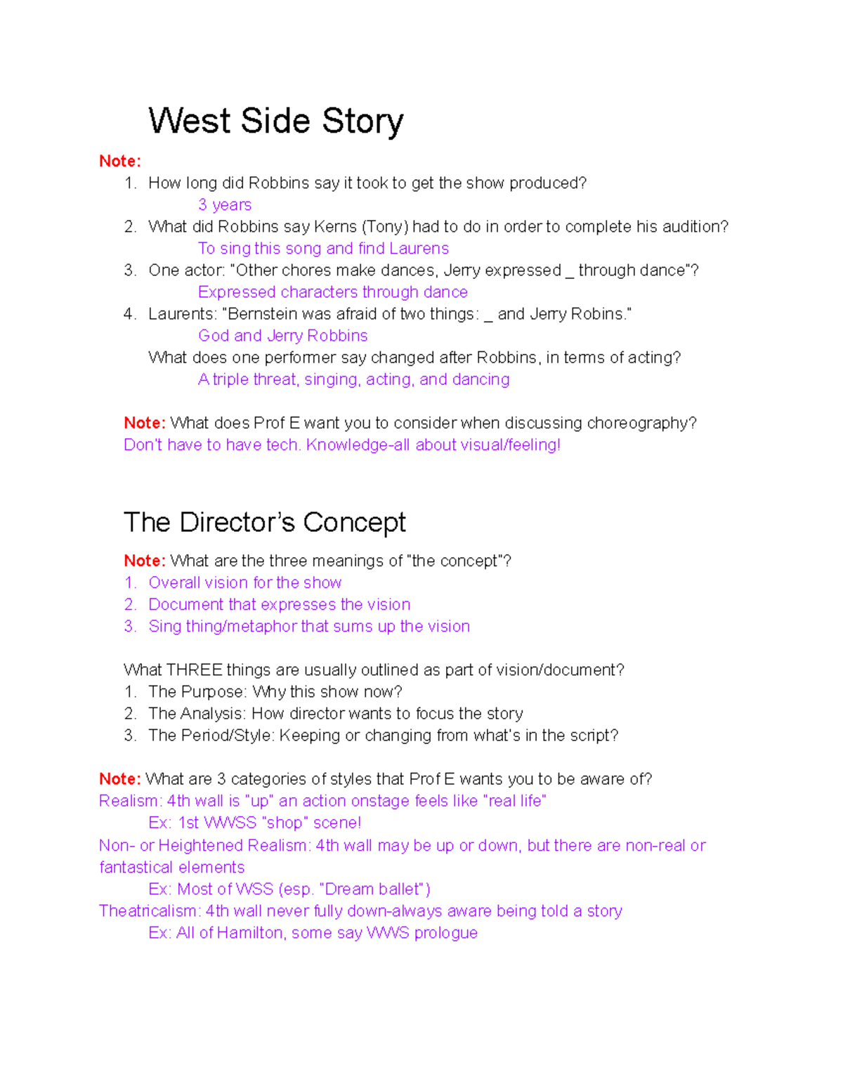 2/17/22 Lecture Notes - West Side Story Note: 1. How long did Robbins ...