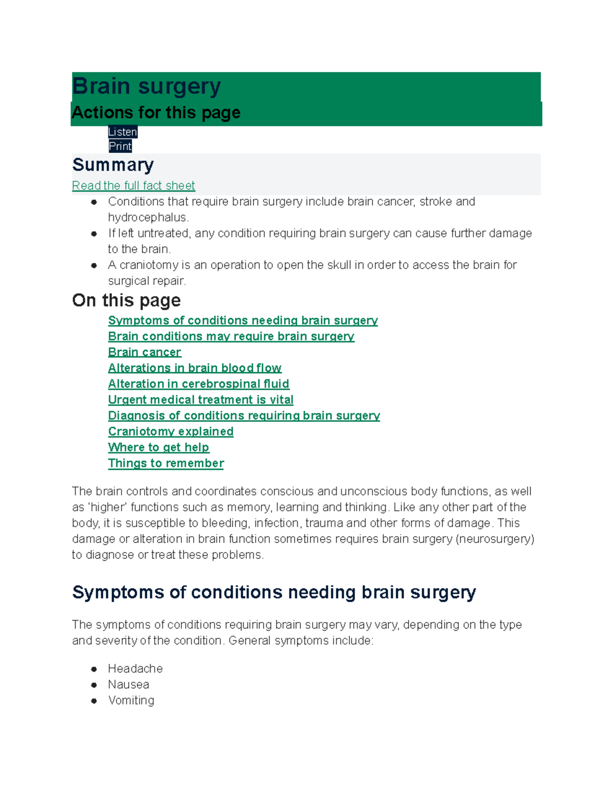 Brain surgery-2 - Brain surgery Actions for this page Listen Print ...