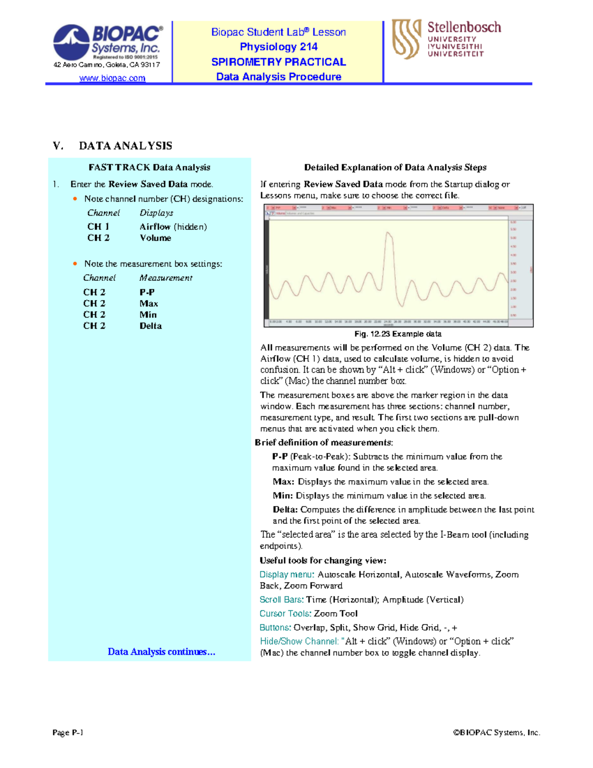 F214 3 Spirometry Data Analysis Procedure 42 Aero Camino, Goleta, CA