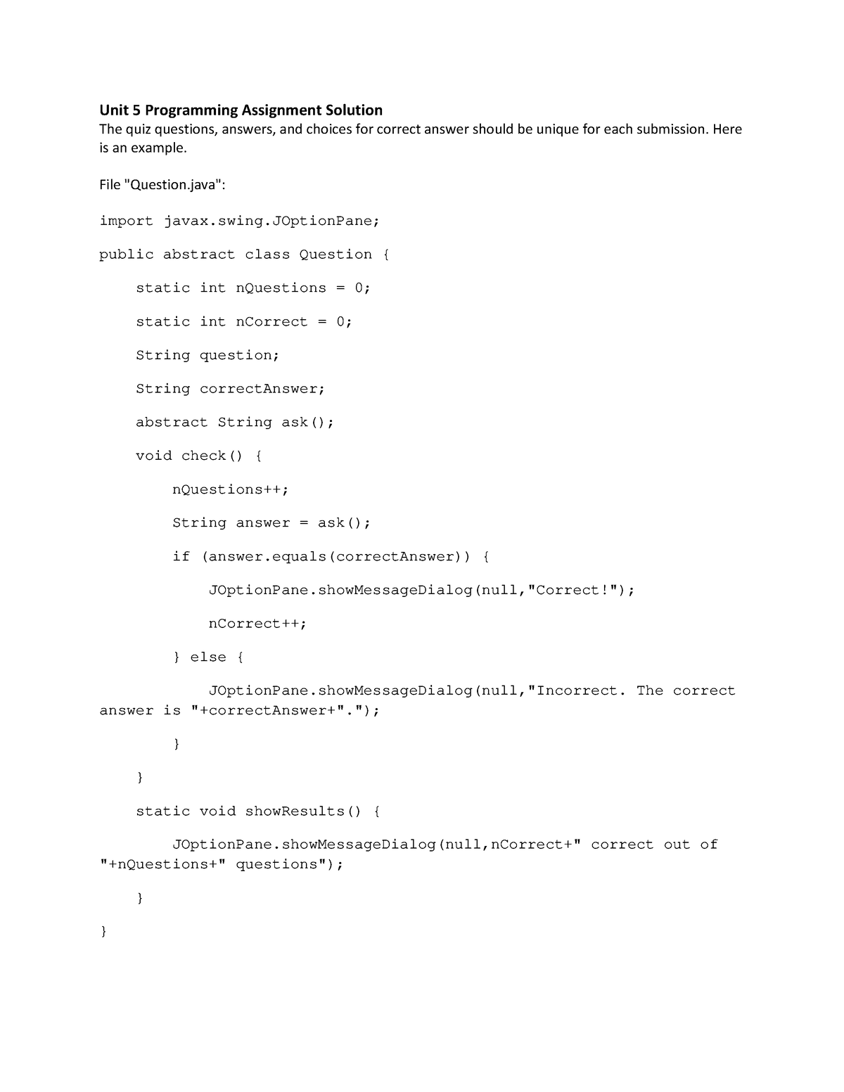 Unit 5 Programming Assignment Solution - Unit 5 Programming Assignment ...